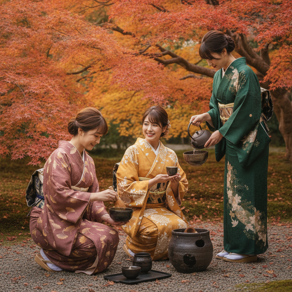 秋の茶会 着物