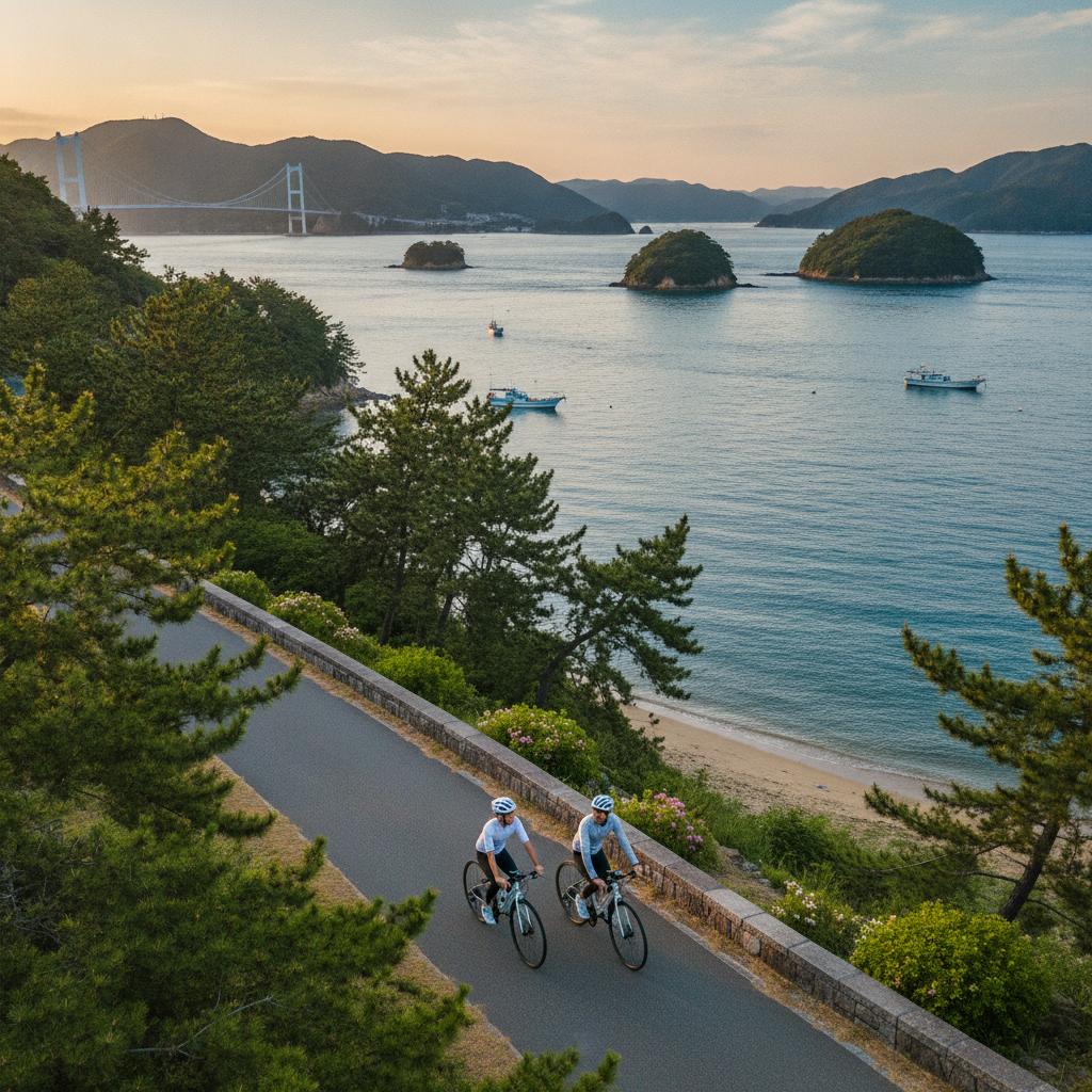広島・瀬戸内で初心者でも楽しめる、海沿いの絶景サイクリングコースはありますか？