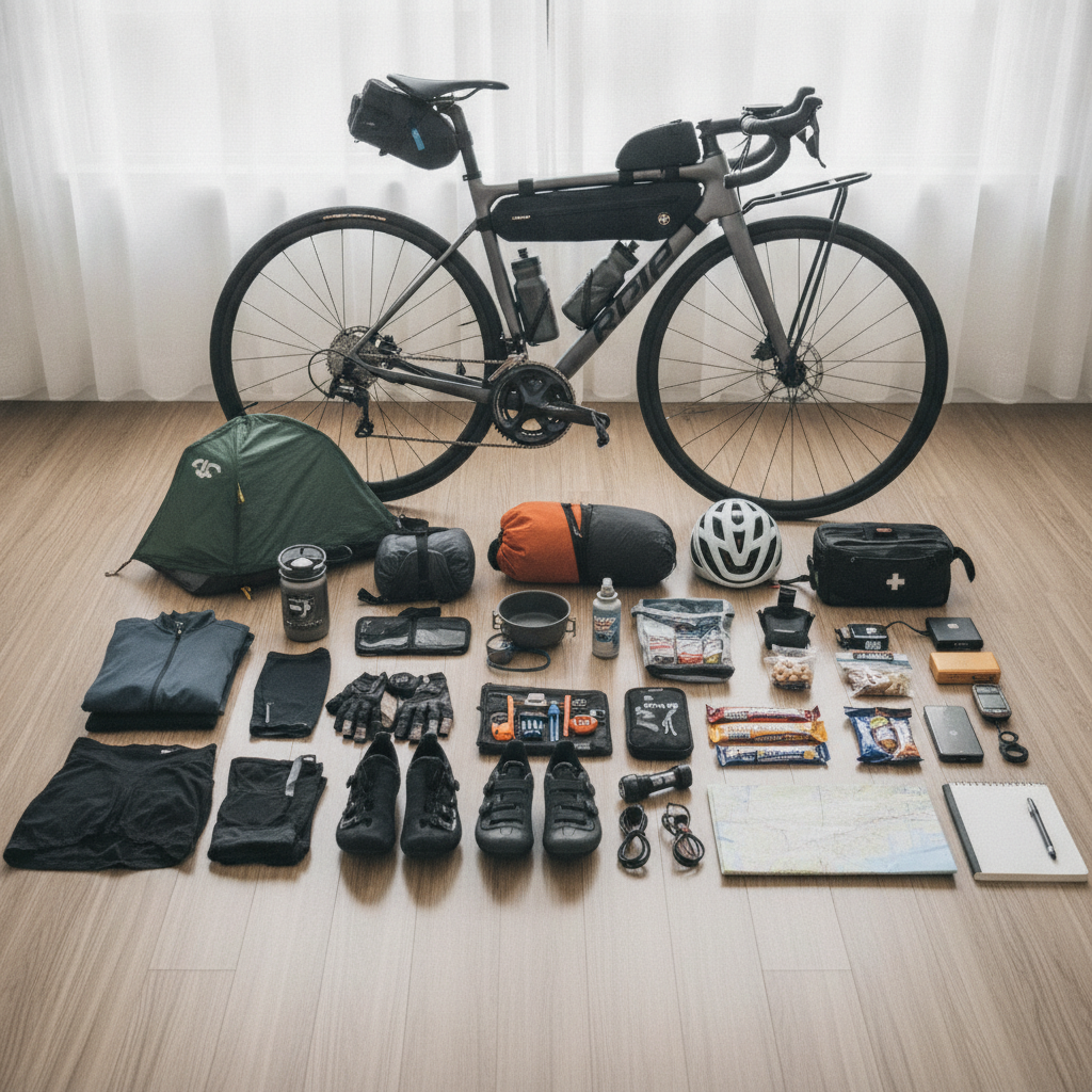 初めてロードバイクで数日間の旅行を計画する際、どのような持ち物を用意すべきですか?