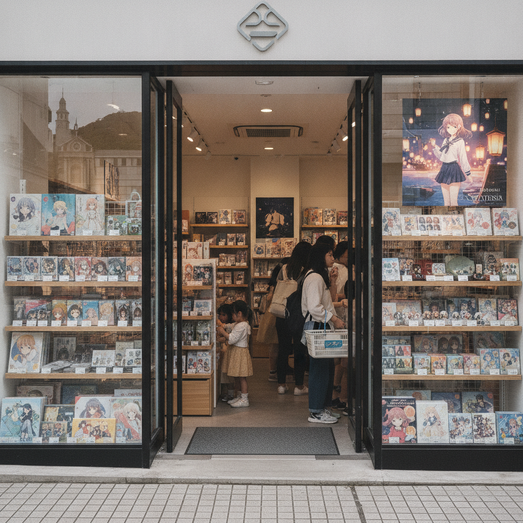人気アニメの舞台となった長崎の聖地で、キャラクターゆかりのグッズが買えるお店はありますか？