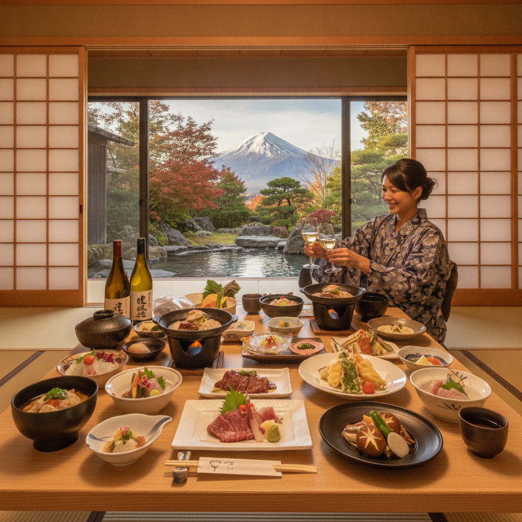 甲府の温泉旅館で、地元食材を活かした料理と共に贅沢な時間を過ごすには、どのようなプランがおすすめですか？