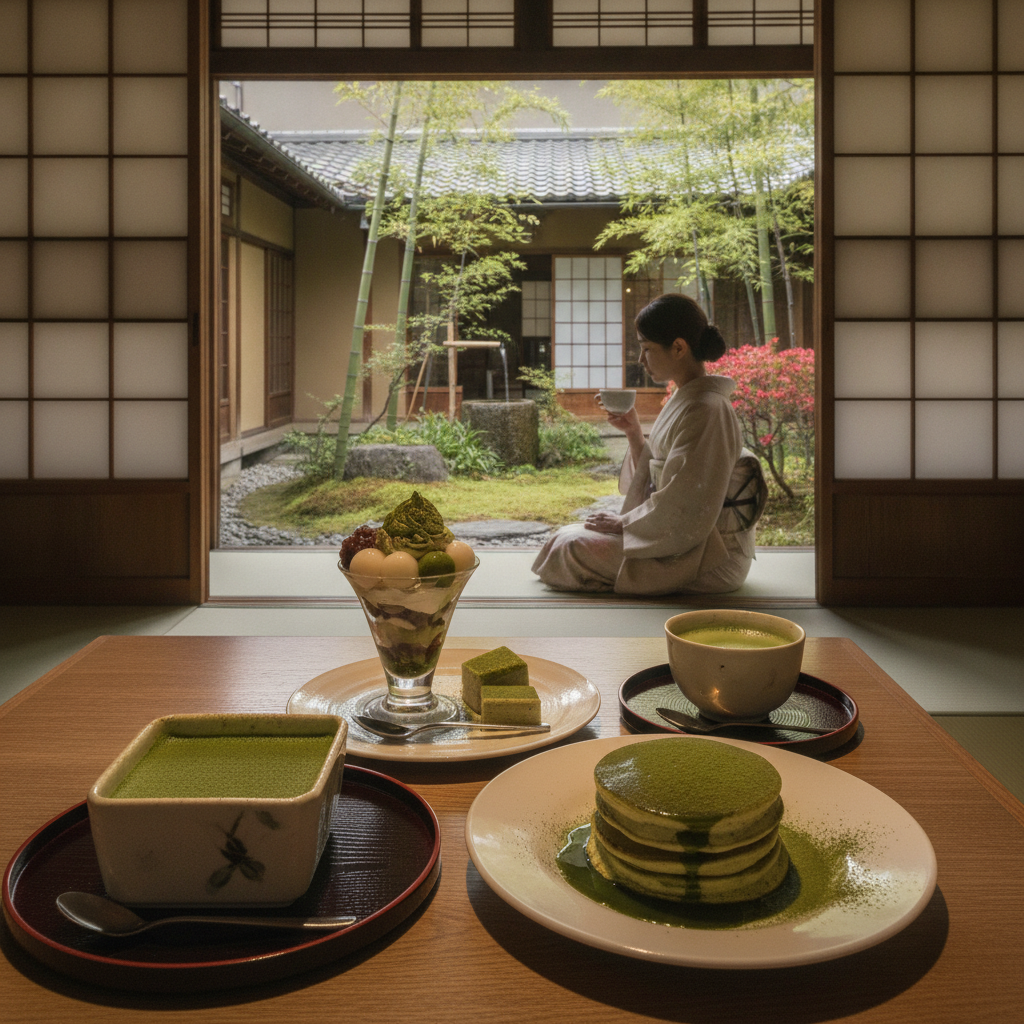 伝統的な雰囲気の中で絶品の抹茶スイーツが味わえる、京都の隠れ家的な抹茶カフェを教えてください。