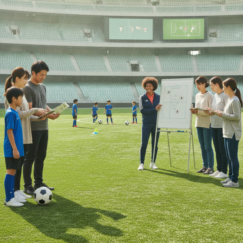 サッカー未経験の保護者が子供の練習をサポートするために、基本的なルールや応援の仕方をどう学べば良いですか?