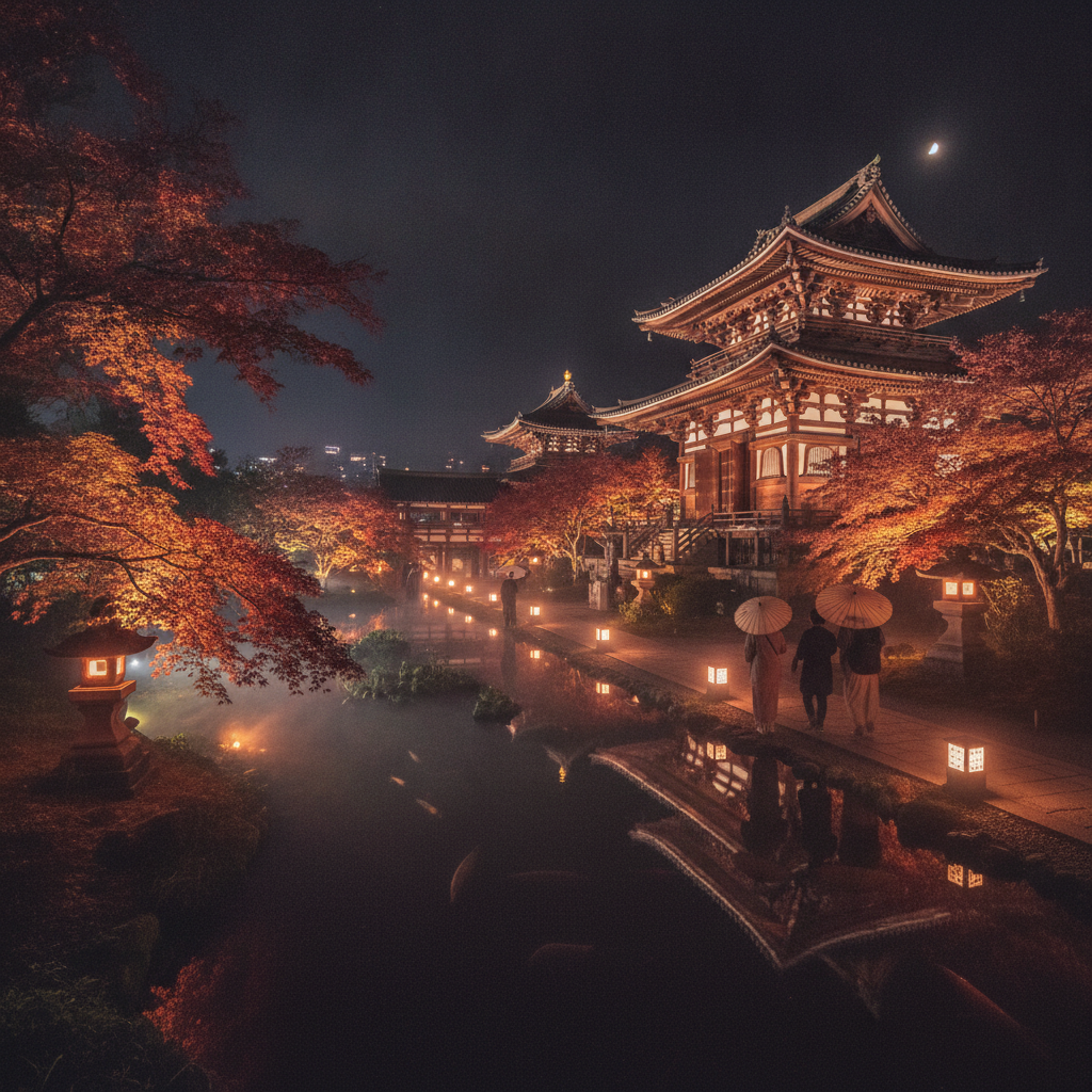 ライトアップされた幻想的な雰囲気の中で夜間参拝ができる寺院はどこにありますか?