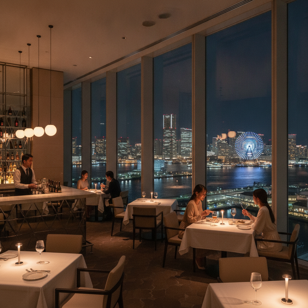 みなとみらいで夜景が見えるロマンチックなレストランやバーはどこですか?