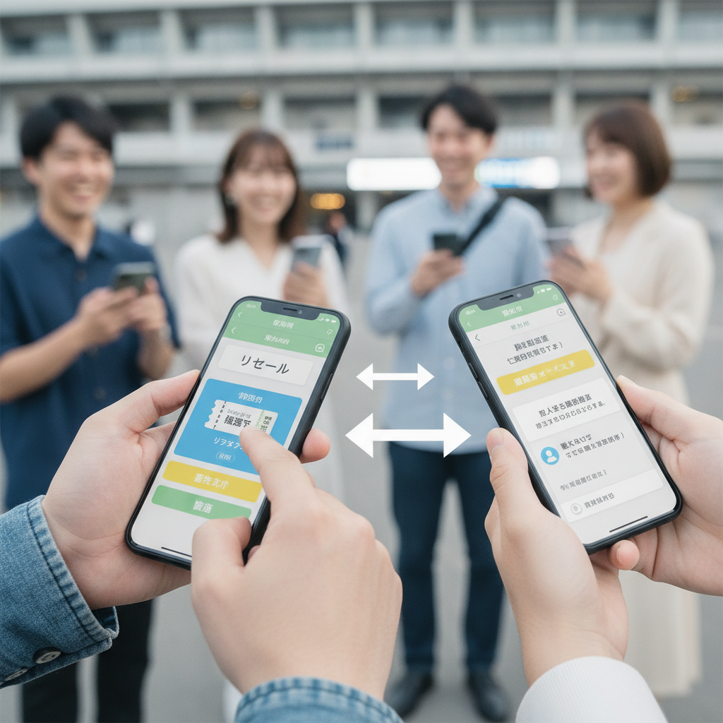 電子チケットの場合、家族や友人にリセールで譲渡する際の具体的な手順を教えてください。