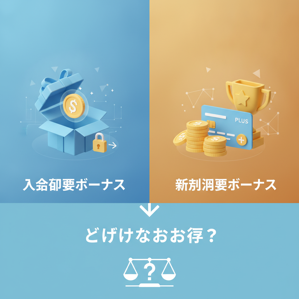 入金不要ボーナスと初回入金ボーナスの違いは何ですか、どちらがよりお得ですか?