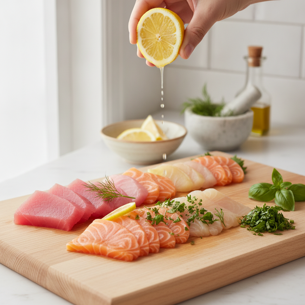 スーパーで購入した刺身の臭みが気になる時、レモンやハーブなど香りの良い食材を使った手軽な消臭方法はありますか？