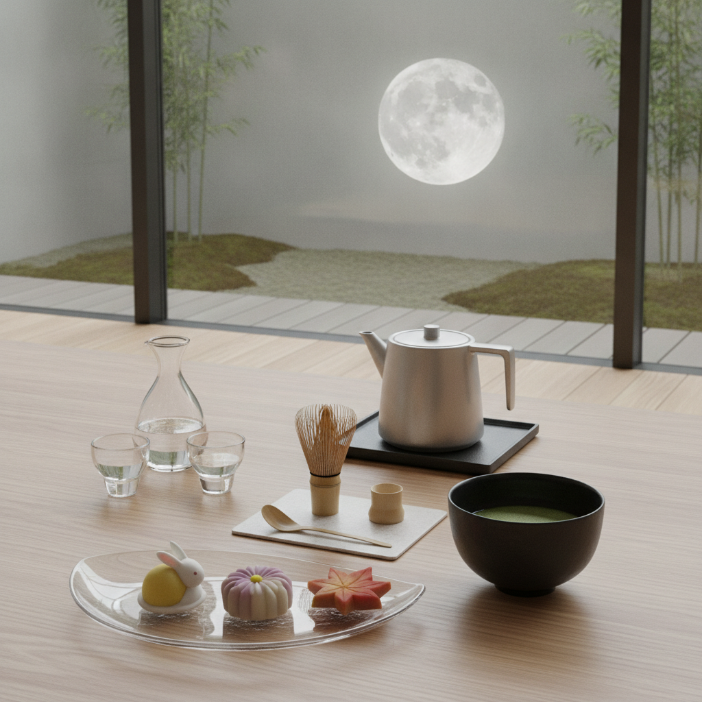 月見 茶会 道具 主菓子 組み合わせ