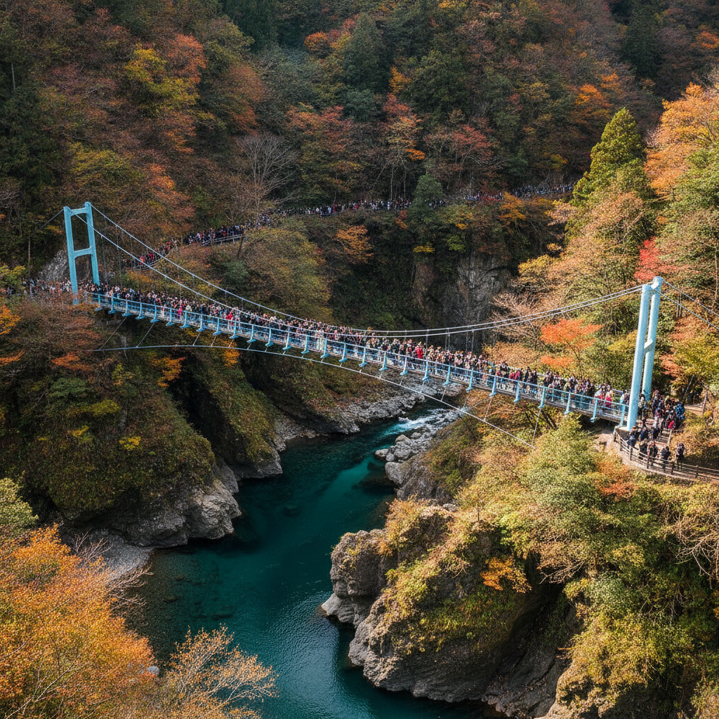 寸又峡 夢の吊り橋 混雑