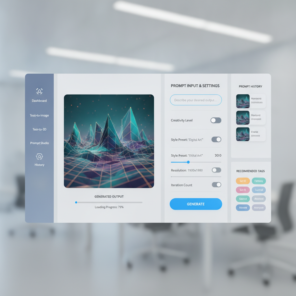 Modern UI layout for AI prompt generators