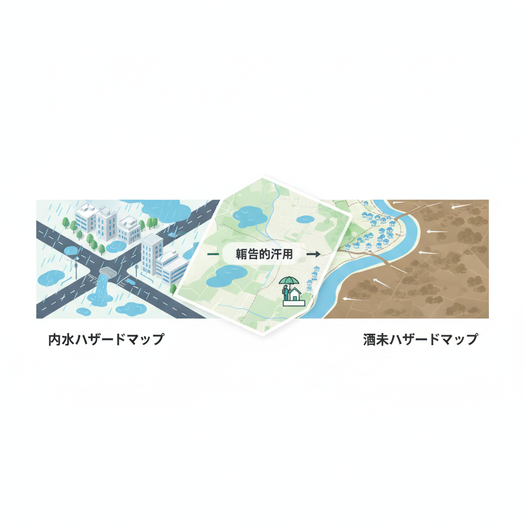 内水ハザードマップ 洪水ハザードマップ 違い 見方