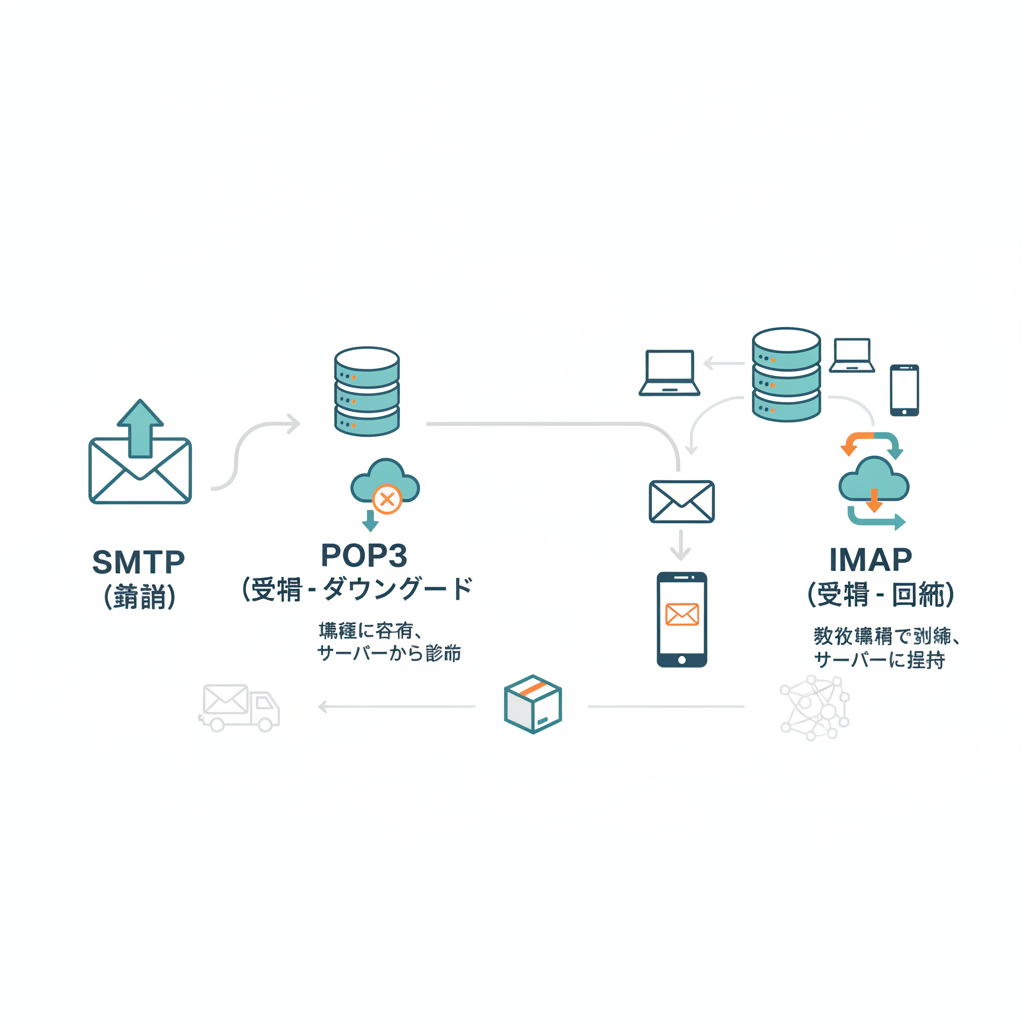 SMTP POP3 IMAP 違い 分かりやすく