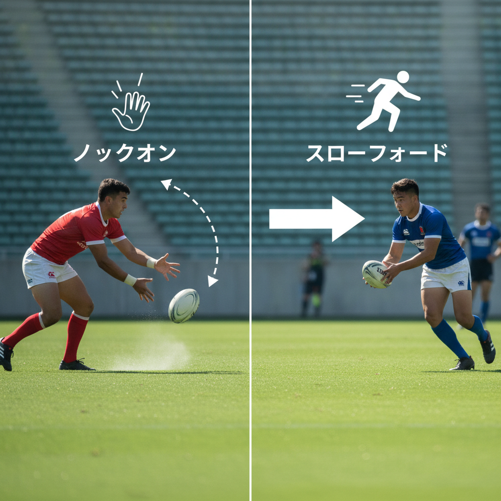 ラグビー ノックオン スローフォワード 違い