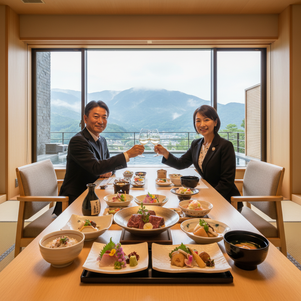 甲府の温泉旅館で、地元食材を活かした料理と共に贅沢な時間を過ごすには、どのようなプランがおすすめですか？