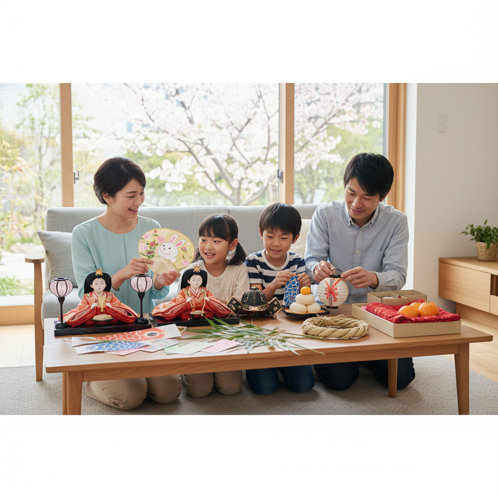 日本の季節ごとの行事を家族で楽しむための準備や由来について教えてください。