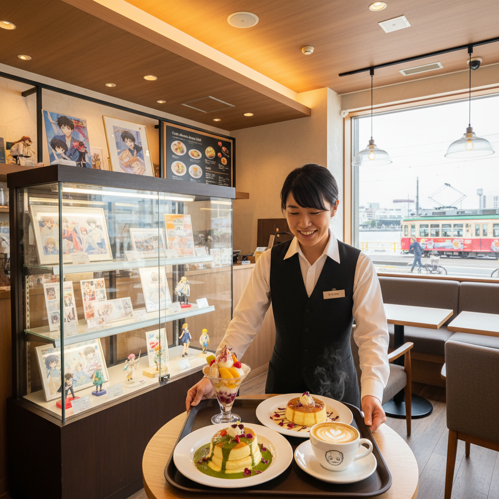 長崎でアニメの聖地として有名なカフェはどこで、どんなメニューがおすすめですか?
