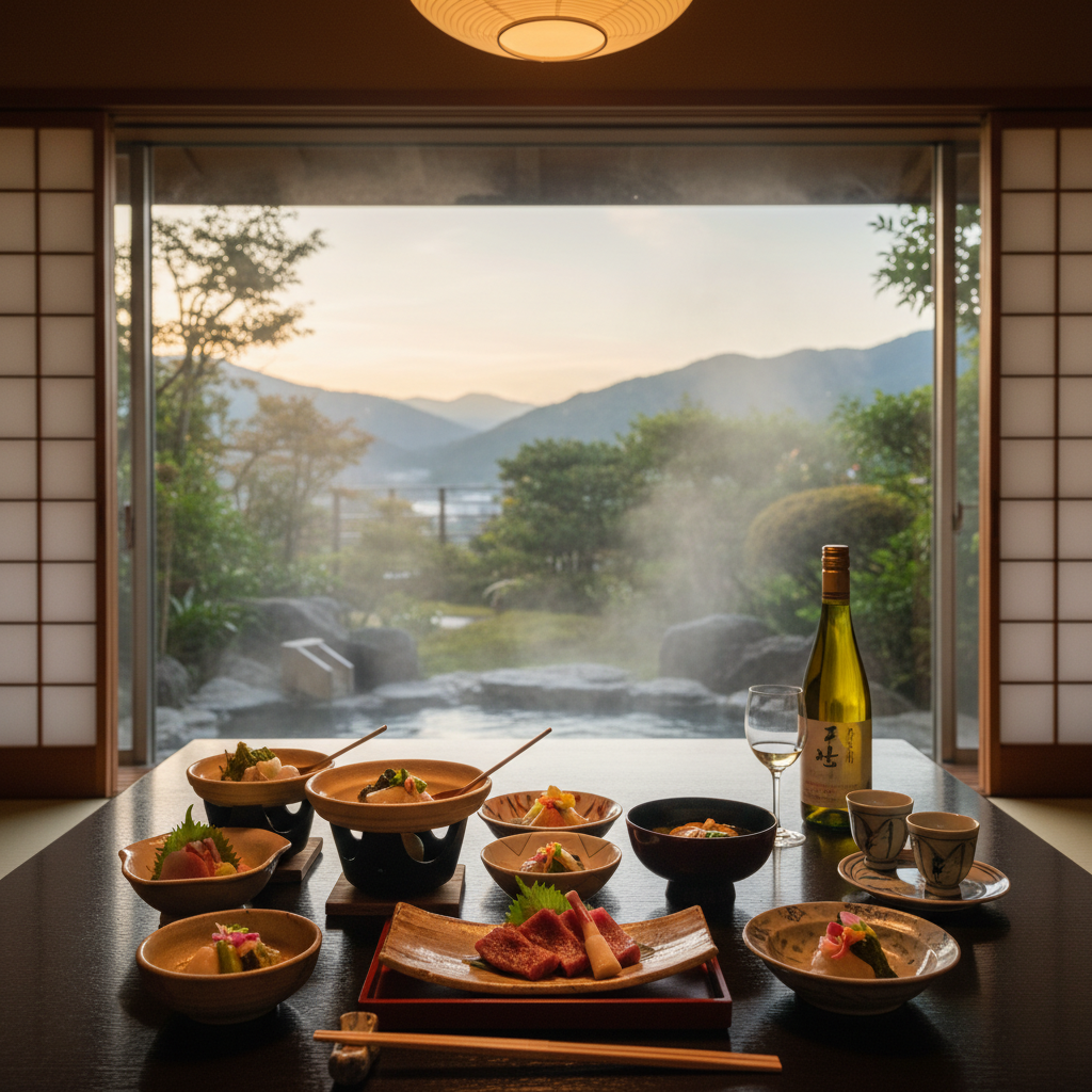 甲府の温泉旅館で贅沢な食体験：地元食材とガストロノミーの融合プラン